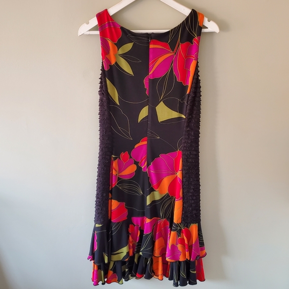 Joseph Ribkoff 6 Tropical Resortwear Vacation Silky Knit Flounce Hem Midi Dress - Picture 10 of 12
